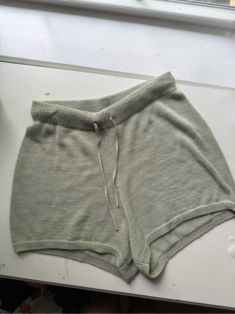 Cozy Knit Drawstring Shorts - Sage Green